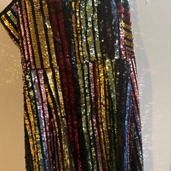 Multicolor Sequin Striped Dress - Picture 4 of 4